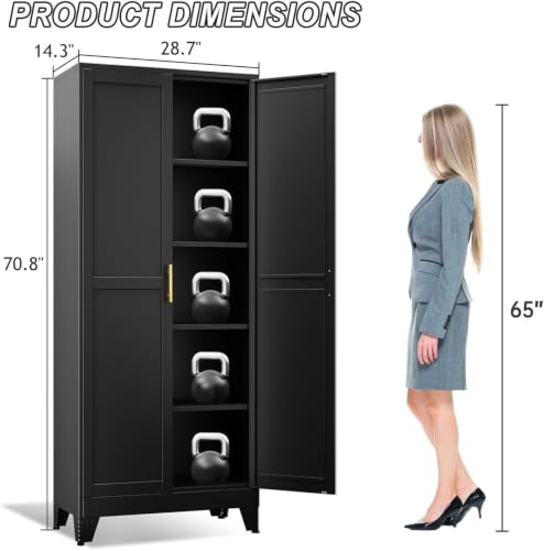 Image of winiowa Metal Pantry Cabinet with 2 Doors and Adjustable Shelves