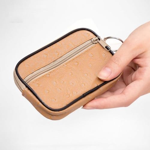 Small Coin Purse PU Practical Card Bag Portable Mini Retro Rectangular Shape(Brown)3
