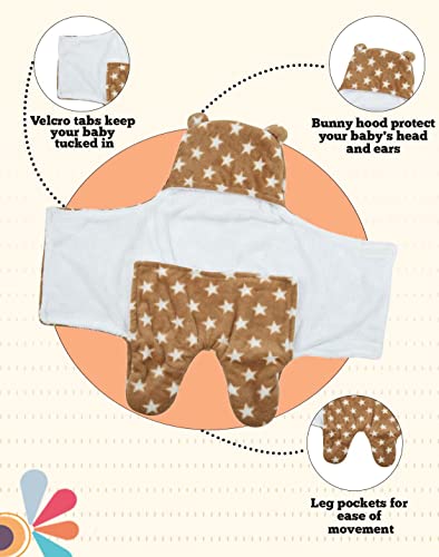 Image of New Born Multi-Purpose Baby Boy's and Baby Girl's Blanket and Sleeping Bag (Brown Star, 0-6 Months)