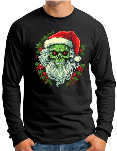 T-shirt manches longues Santa Claus Crâne : fini les pulls de Noël trop chauds et inconfortables