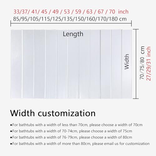 Faltbare wasserdichte PVC-Badewannenmatte, 0,6 cm dick, rutschfeste Badematte für 80 x 180 cm große Wannen, einfach zu bedienen, Badezimmer-Zugang, ideal für Sicherheit und Komfort zu Hause
