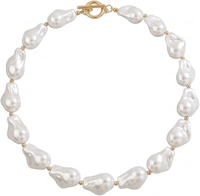 Baroque Pearl Choker Necklace for Women Chunky Pearl Necklaces Toggle Necklaces Trendy Jewelry Gift