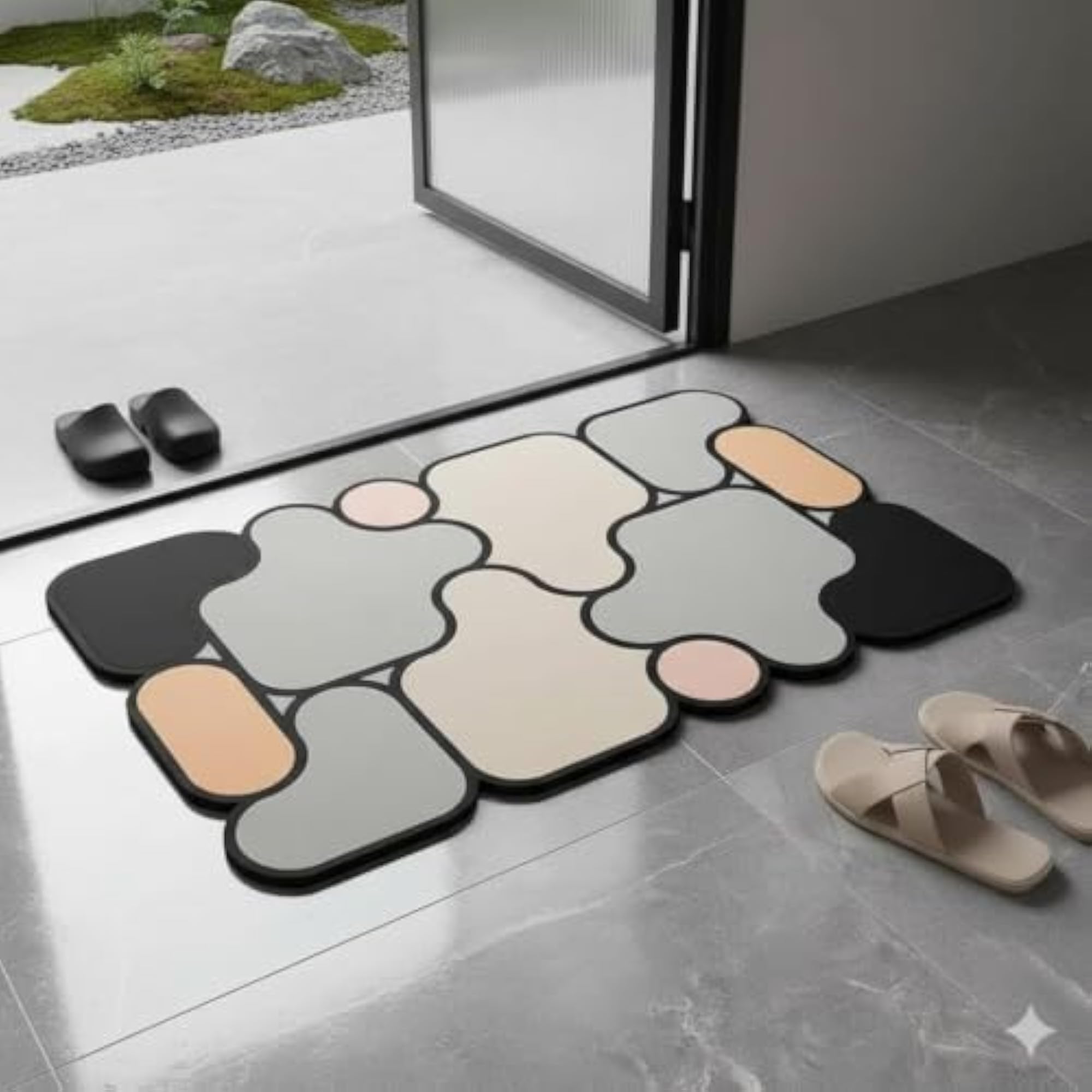 Geometric Printed Anti-Slip Floor Mat, Memory Foam