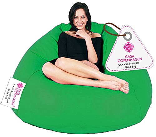 Image of Casa Copenhagen Premium Leather Bean Bag Chair, Filled with Beans | Capacity: Upto 7 Ft Height, 200 KG Weight | 5XL | Robotic Green