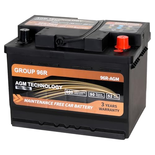 Image of Weize Platinum AGM Battery BCI Group 96R Automotive Battery, 12V 52Ah, 90RC, 600CCA, 36 Months Warranty, Replacement for Car, SUV