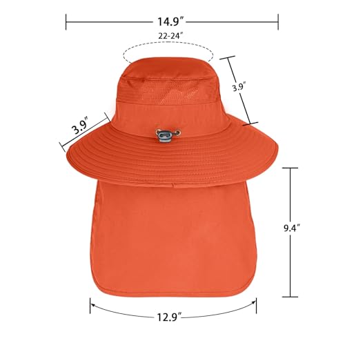 Image of Sun Hats for Men Women Fishing Hat UPF 50+ Breathable Wide Brim Bucket Hats Summer UV Protection Safari Hat with Neck Flap