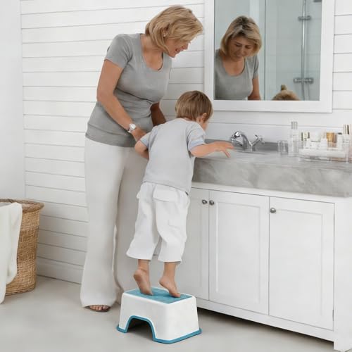 Image of 5 Inch Height Step Stool, 11.8 inch L x 7.5 inch W Toddler Step Stool | One Step Stools for Kids, Small Child Foot Stool for Bed, Bathroom, Toilet, Potty Training - Blue 11.8 inch L x 7.5 inch W x 5''H
