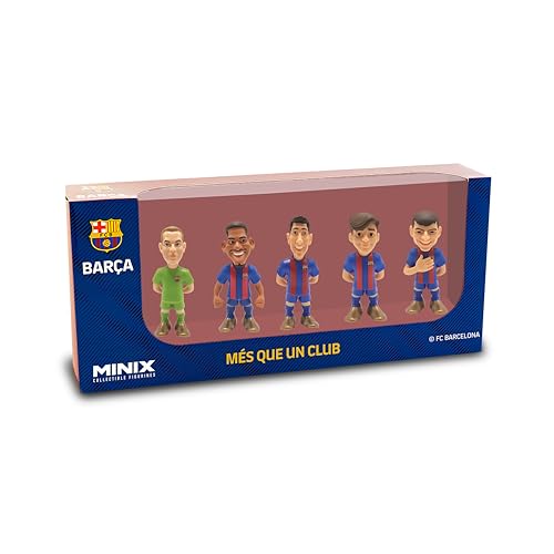MINIX COLLECTIBLE FIGURINES – 5-Pack of FC Barcelona Stars (7cm) – Araujo, TER Stegen, GAVI, Pedri & Lewandowski – Official Licensed Mini Soccer Figures for Fans & Collectors