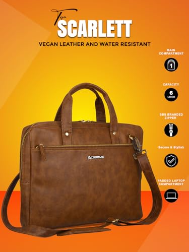 Image of COSMUS Scarlett PU Leather Sleek Laptop Bag fits up to 15.6 inches Laptop Messenger Office Bag for Men