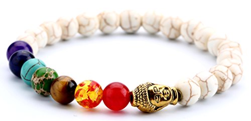 Hamoery Men Women 8mm Lava Rock 7 Chakra Beads Chakra Bracelet Braided Rope Natural Stone Yoga...