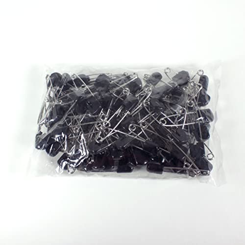 OsoCozy Cloth Diaper Nappy Pins 100 Packs - 100 Stainless Steel Safety Pins with Locking Plastic Heads. Durable, Safe and Cute 2.2 Inches Long (Black)