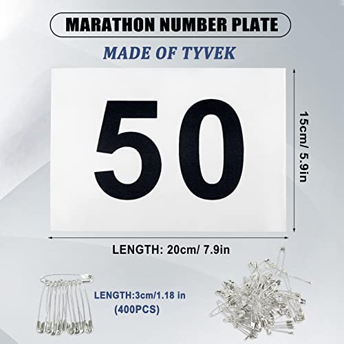 Echolife Running Bibs Competitor Number With Safety Pins, Tearproof Waterproof 5.9" X 7.9" For Marathon Races Events Sports Games (Number 1-100) #TOP1