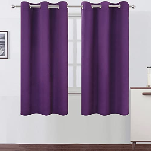Image of LEMOMO Purple Blackout Curtains /42 x 63 Inch /Set of Two Panels Grommet Bedroom Curtains