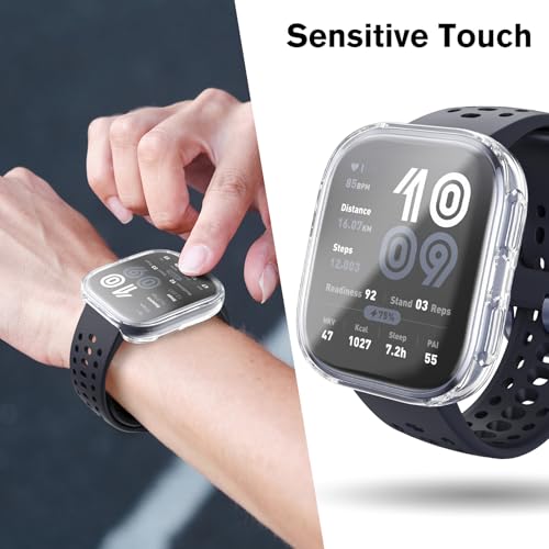 Image of Fintie 3 Packs Screen Protector Case Compatible with Amazfit Bip 6, Soft TPU Plated Bumper Full Protective Cover Cases Scratch-Proof, Black /Clear /Silver