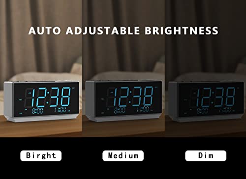 Itoma Alarm Clock With Fm Radio, Usb Charging, 1.8'' Ice Blue Led Display, Night Light, Dual Alarm, Snooze, Dimmer Control, Bedside Office Electronic Clock Cks508 #TOP5