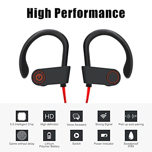 EUGO Auricolari Wireless Bluetooth 4.1,Rosso