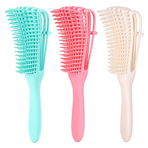 3 pcs Detangling Brush for Afro Curly/Natural Long/Thick Hair Textured 3a to 4c