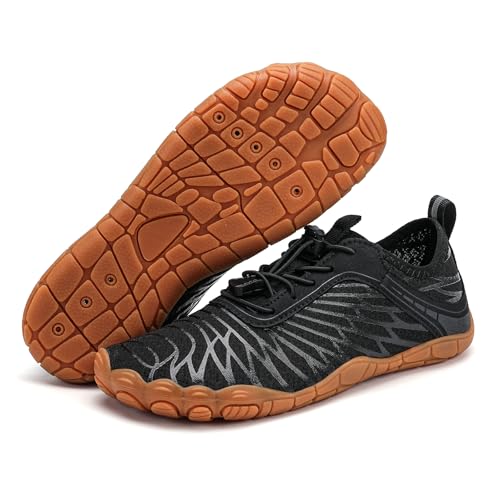 RUFONE Hike Barefoot Shoes ���f�B�[�X �����Y �ʋC��&����~�� �A�X���`�b�N�V���[�Y ���L�ܐ� �E�H�[�^�[�V���[�Y�A�E�H�[�L���O�A�����j���O�A���j�p�Ƀf�U�C��, A8305_�u���b�N�B, 13 Women/11 Men