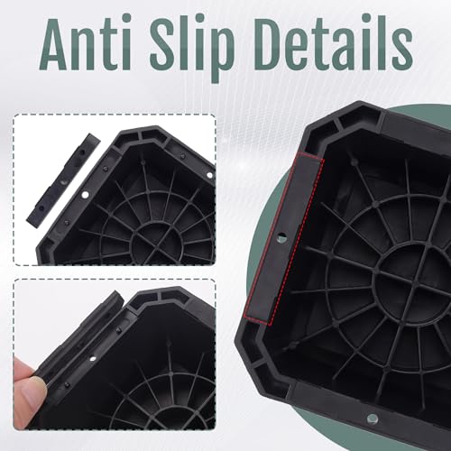 BTSD-home Adjustable Bed Risers 2,3 or 4 Inch Heavy Duty 8 Pack Furniture Risers Dorm Bed Risers Table Desks Legs Blocks Black