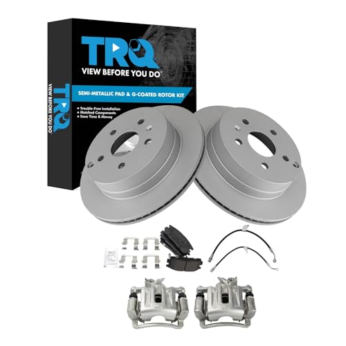 Image of TRQ Rear Brake Pad & Rotor Kit Semi-Metallic Premium G-Coated Compatible with 2017 Chevrolet Equinox GMC Terrain
