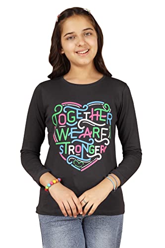 Image of KYDA KIDS 100% Cotton Girls Full Sleeve Printed T-Shirt,Regular fit Round Neck Tops (Pack of 3)