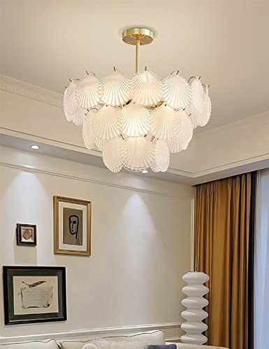 Plafonnier en verre coquille de luxe luminaire salon art design créatif nordique