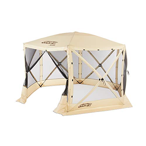 Clam Quick Set Escape Portable Camping Outdoor Gazebo Canopy Shelter Screen, Tan
