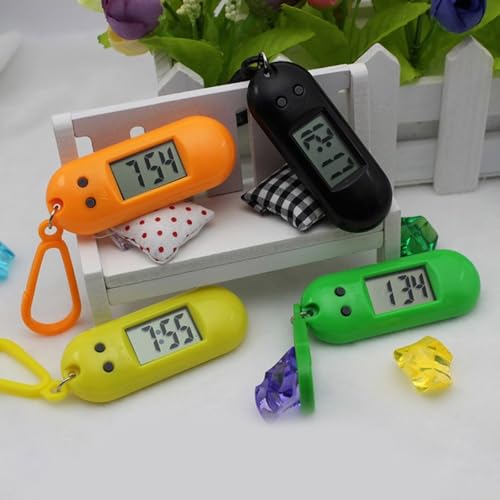 Uqezagpa Sportliche LED- Digital- Schlüsselanhänger- Taschenuhr Miniaturuhr für Schüler und Kinder, praktisches Reiserucksack- Zubehör, Kinder- Schlüsselanhänger- Uhr, weiß, M-4