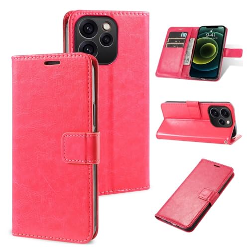 Étui compatible OPPO Reno 15 rose vif à rabat clapet et rangement cartes