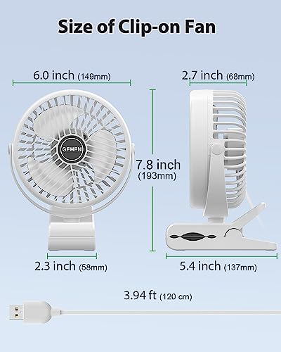 Gehen 6 Inches Personal Fan, Bedroom Clip On Fan Ultra Quiet Small Table Fan, Office Desk Fan, 3 Speeds Cooling Clip On Fan With Strong Airflow, College Dorm Mini Fan #TOP5