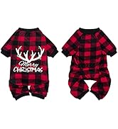 ASENKU Thermal Fleece Dog Christmas Pajamas, Red Black Plaid Doggie Onesies Puppy Xmas Jumpsuits ...