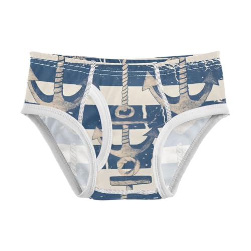 KLL Navy Blue Striped Rope and Ocean Toddler Boys Pure Cotton Athletic Underwear Cute Children Panties