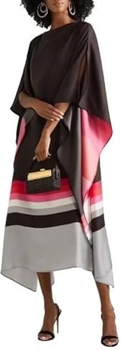 Modest Wear Women Soft Satin Silk Printed Kaftan,Kurta,Beach Party wear Kaftan,Luxury Caftan top Regular Fancy Dress (Black)