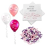 32 Stück Servietten Fisch Rosa Türkis +60 Stücke Holz Fische Deko+18 Luftballons , Taufdeko , Servietten für Mädchen Konfirmation Kommunion Taufe Tischdeko, Servietten Taufdeko Tisch Deko (Rosa)