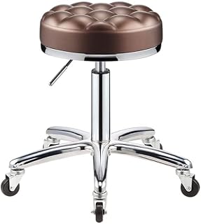 Round Rolling Stool Chair Heavy Duty Salon Massage 360° Swivel Salon Stool with Wheels (Color : Brown B) Marriage (Brown a)