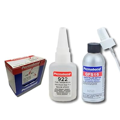 Permabond 922 Instant Adhesive-Fast-Set, Thick Gap Filling, 2-Step High-Temp Resistant 1 Ounce Bottle + Tips
