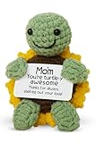 OASSIE Christmas Birthday Gifts for Mom from Daughter Son - Mini Handmade Positive Turtle Sunflower Crochet - Mothers Birthday Gifts for Mother in Law Mama Grandma, Emotional Support Crochet