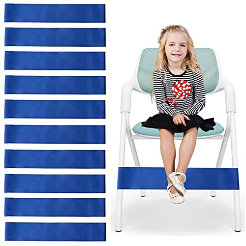Chair Bands for Kids, Chair Bands for Kids with Fidgety Feet, 10 Pack Chair Bands for School,Classroom,Student with Fidget feet Flexible Seating for Kids (0.8 mm, Blue)