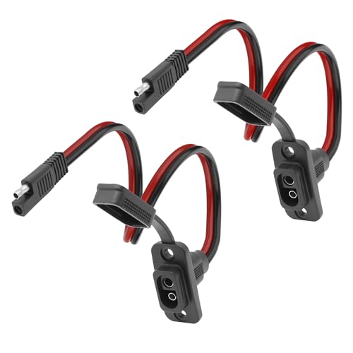 Image of MEIRIYFA SAE Quick Connector Harness Adapter Male Plug to Female Socket Cable, 12AWG SAE Extension Cord Power Sidewall Port Weatherproof for Solar Generator Battery Charger (2Pack, 0.3M)