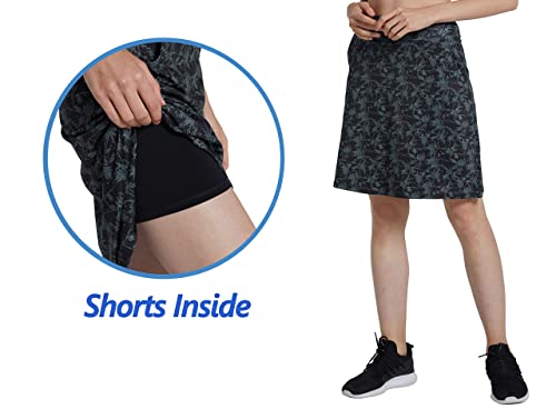 HonourSex Women's Plus Size Skirt with Pockets, Leaf, Knee Length Skorts for Athletic Activities, Tennis, Golf, XL