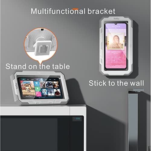 Yutisup 480°Bathroom Waterproof Mobile Phone Box,Rotating Shower Phone Holder Case With Touch Screen,Anti-Fog High Sensitivity Cover Mount Box For Bathroom Wall Mirror Athtub Kitchen (White) #TOP2