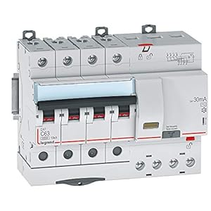 legrand 411192 disjoncteur différentiel monobloc dx³6000 10ka arrivée haute et départ bas à vis, 4p, 400v, 63a typeac, 30ma