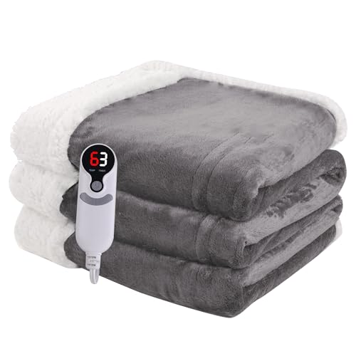 Heated Blanket Electric Throw Size 50''x60'' with 9 Heating Levels,