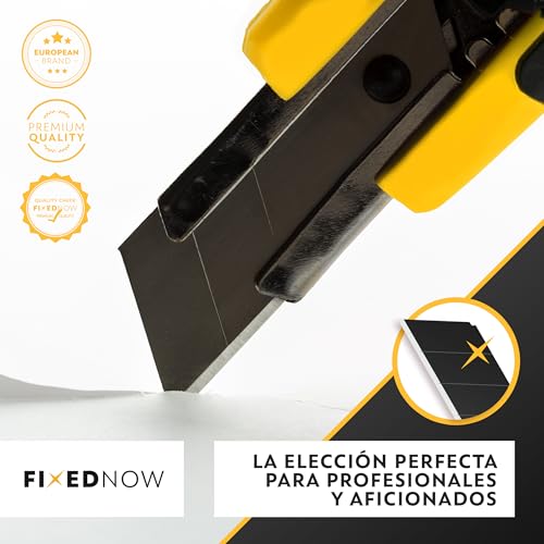 Miniatura 7 de Fixednow 3 Cuchillos De Corte Profesional De 18 Mm 16 Cuchillas De Repuesto Extra Afiladas De Acero Al Carbono Japonés Cuchillo Metálico Para Papel Pintado, Alfombras, Poliestireno Expandido