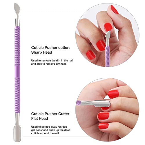 Cuticle Trimmer With Cuticle Pusher And Cutter-Yinyin Cuticle Nipper Professional Stainless Steel Cuticle Clippers Durable Pedicure Manicure Tools For Fingernails And Toenails(Purple) #TOP4