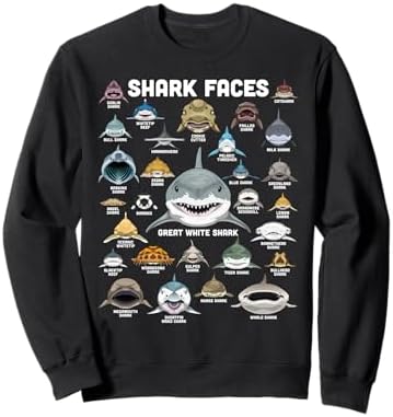 Shark Faces Shirt Types of Shark Funny Marine Biology Shark