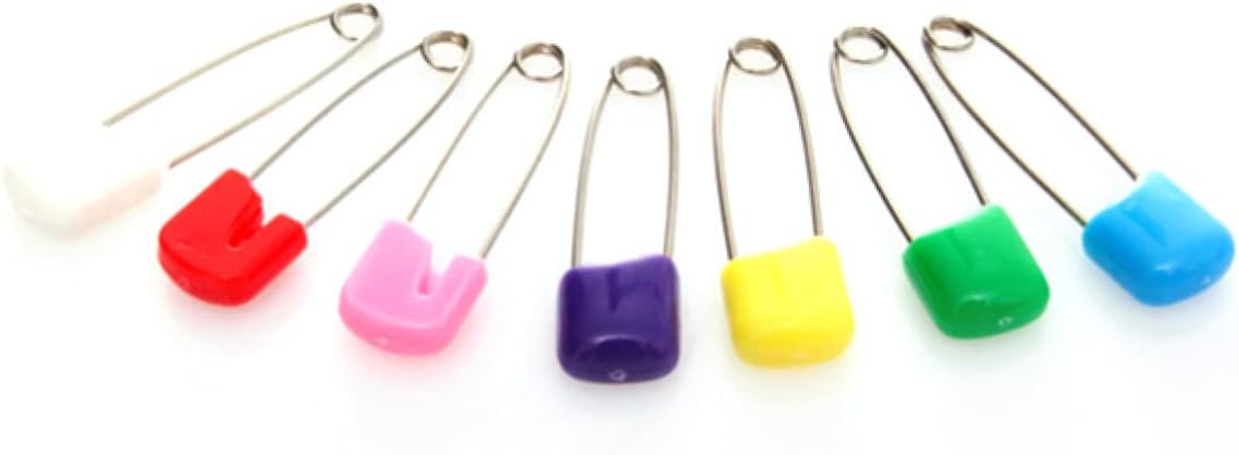 Operitacx 72pcs Diaper Stainless Steel Safety Pins Rustproof Locking Heads for Traditional Boy Girl and Adults