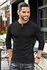 COOFANDY Henley T Shirts Long Sleeve Men Grandad T Shirt Casual Mens Tops Full Sleeve Button Winter Black 3XL #1