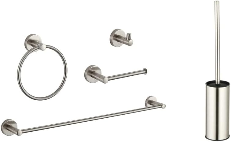 4-Piece Bathroom Hardware Set with Stainless Steel Toilet Brush Holder