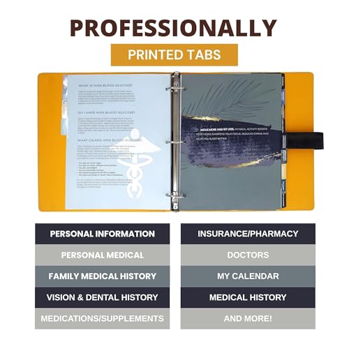 Medical Records Tabs (Black cover): Medical Records File Folder | Medical Records Organizer Binder | Medical Records Organizer Kit | Size 6 x 9 inches Medical Cover Design